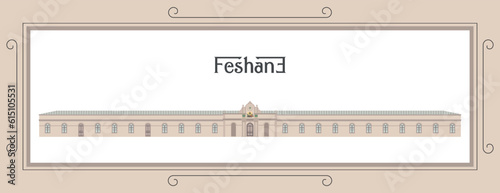 Flat vector illustration of historical Feshane building located in Eyüpsultan, Istanbul. photo