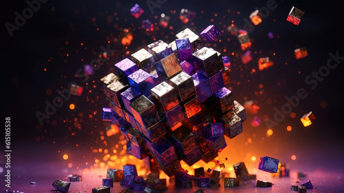 Abstract 3d cube exploding