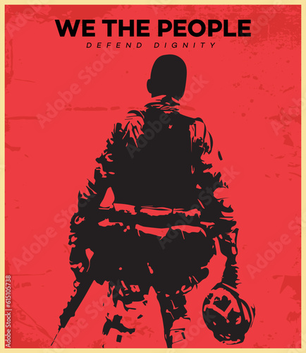silhouette of a soldier with a helmet