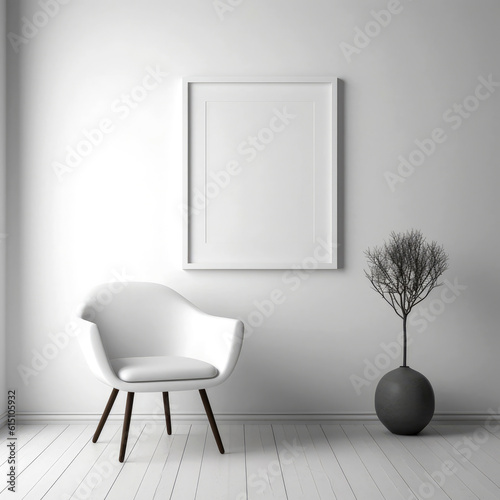 Photo of white chair in a room. 