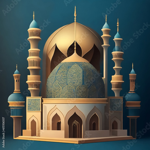 3d islamic illustration Mosque building