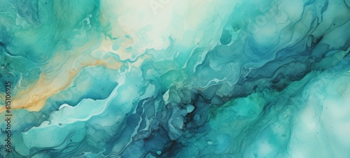 abstract-watercolor-paint-background-illustration-green-turquoise-color-with-liquid-fluid-marbled-paper-texture-banner-texture-generative-ai