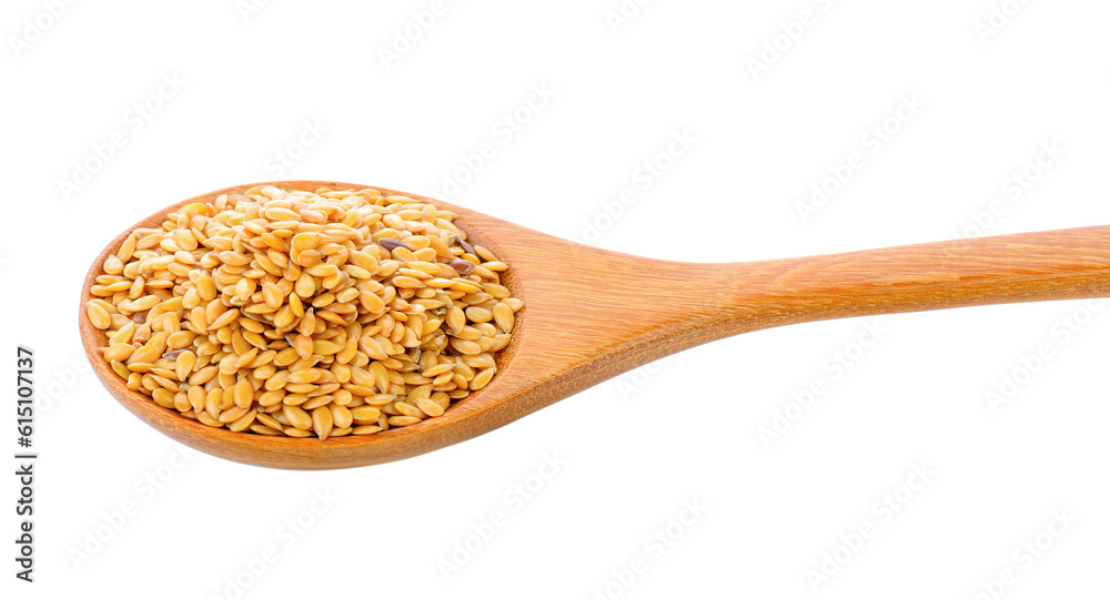 Flax seeds heap in wood spoon isolated on transparent png Flax seeds heap in wood spoon isolated on transparent png