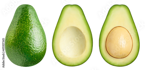 Collection of delicious avocados, cut out