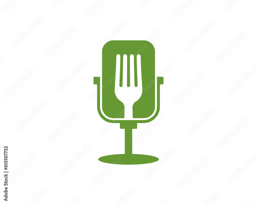 Fork inside the microphone logo Fork inside the microphone logo