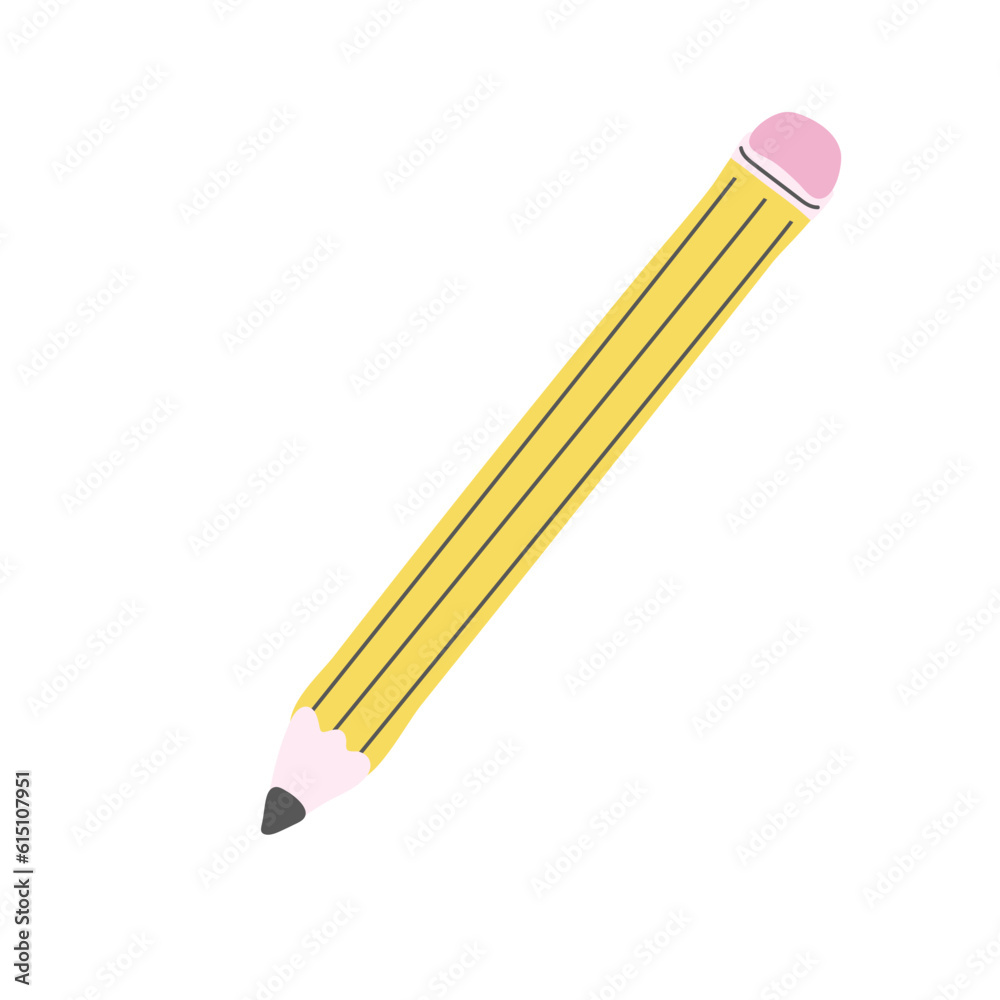 Hand drawn pencil with eraser. Education concept. Vector illustration for cards, posters, stickers and professional design. Hand drawn pencil with eraser. Education concept. Vector illustration for cards, posters, stickers and professional design.