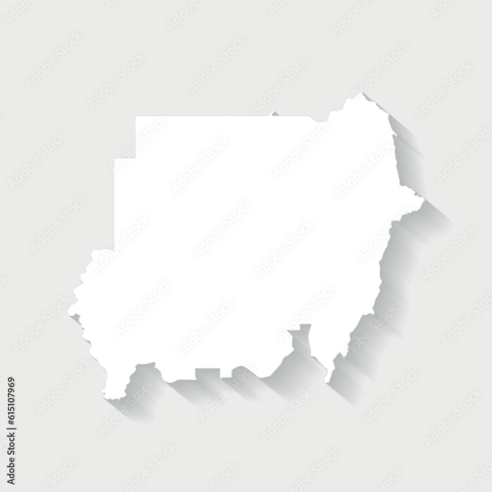 Simple white map of Sudan, vector