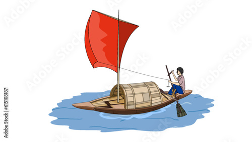 Boatman sail boat carrying