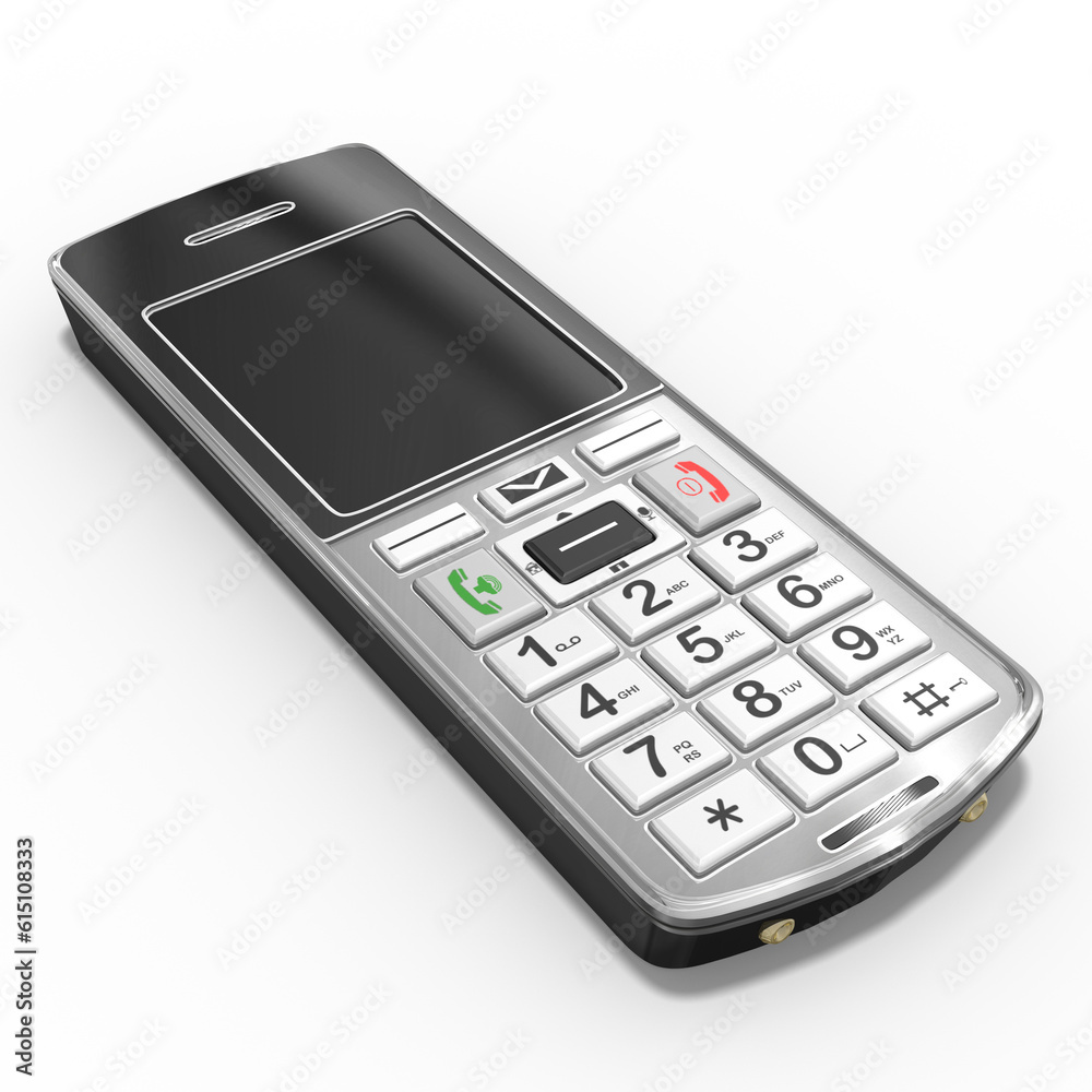 3d modernes Festnetztelefon, Mobiltelefon mit Tasten und display, transparent freigestellt 3d modernes Festnetztelefon, Mobiltelefon mit Tasten und display, transparent freigestellt