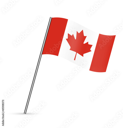 Flag of Canada on a pole. Maple Leaf. Symbol of Canada on a white background. Vector