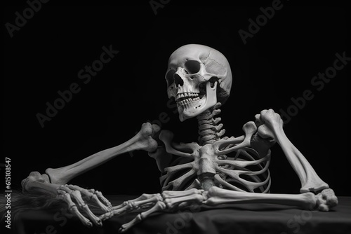 Tableau sur toile halloween dead skeleton with black background