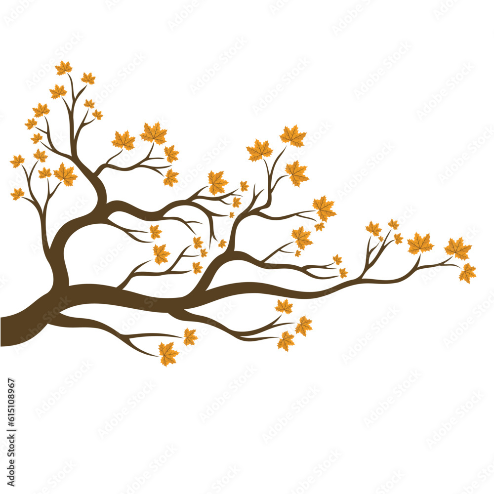 autumn tree vector art illustration autumn tree branch design wall sticker or wall decals