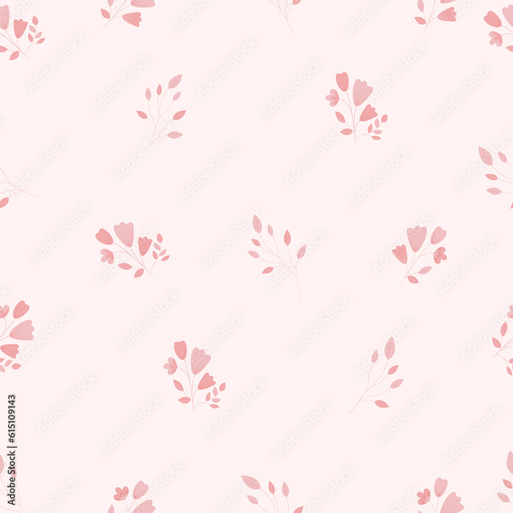 Pattern background with flowers bud peony tenderness plant on pink background  illustration