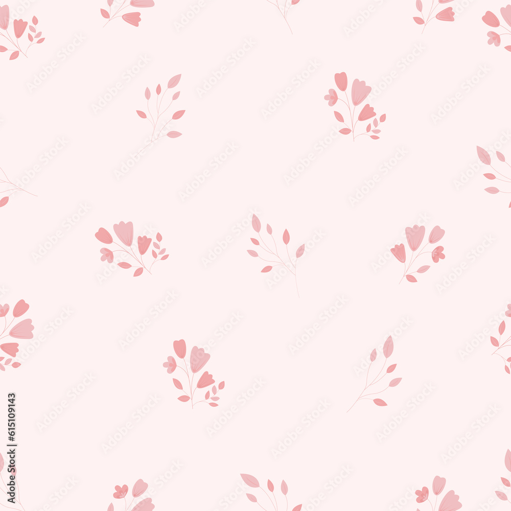 Pattern background with flowers bud peony tenderness plant on pink background illustration Pattern background with flowers bud peony tenderness plant on pink background illustration