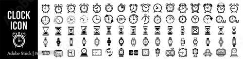 Time and clock vector icon set. Timer, speed, alarm, recovery, time management, calendar.