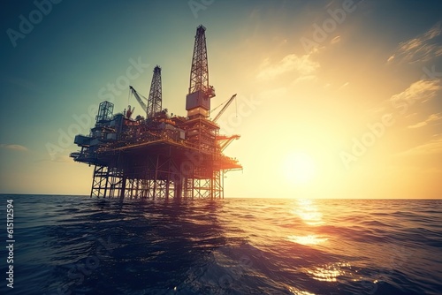 Offshore Oil Industry Technology with Oil Rig © Thares2020