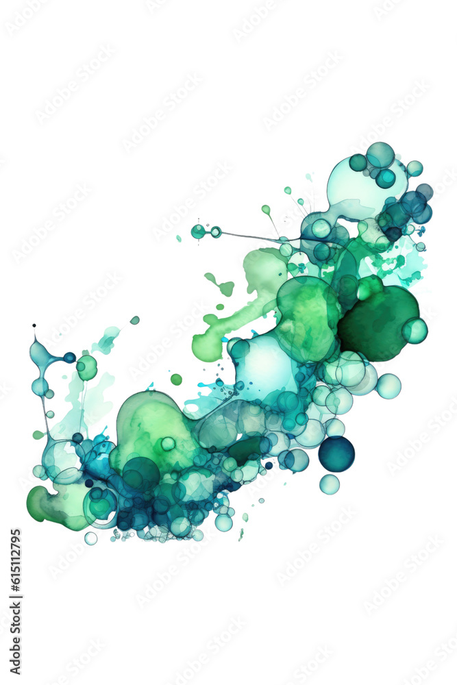 cluster of emerald and sky blue bubbles, watercolor paint abstract border frame for design layout, isolated on a transparent background, generative ai cluster of emerald and sky blue bubbles, watercolor paint abstract border frame for design layout, isolated on a transparent background, generative ai