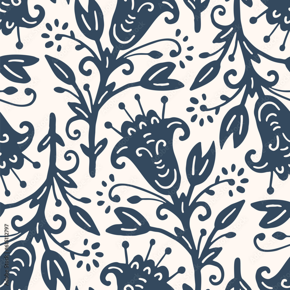 Black and white seamless pattern with flowers. Vector illustration Black and white seamless pattern with flowers. Vector illustration