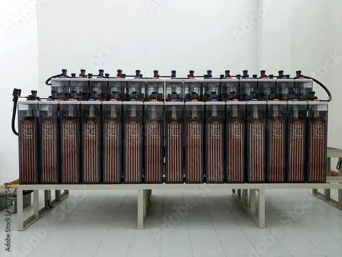 Cuadro en lienzo Substation Lead-acid batteries installation, for the backup supply of a DC auxil