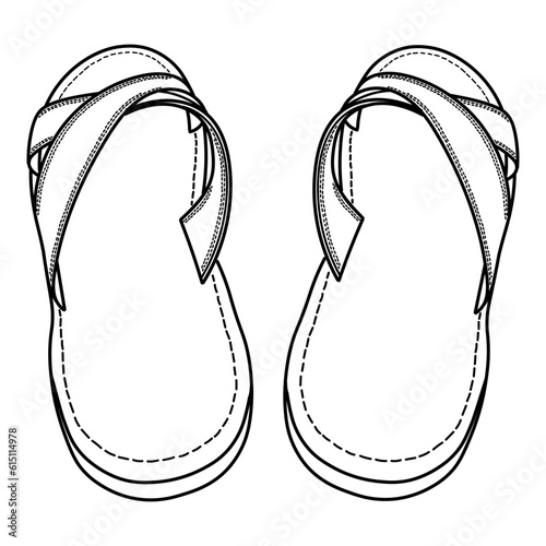 Flip flop sandal shoes for men. Up side, outline vector doodle illustration. Flip flop sandal shoes for men. Up side vector doodle illustration.	
