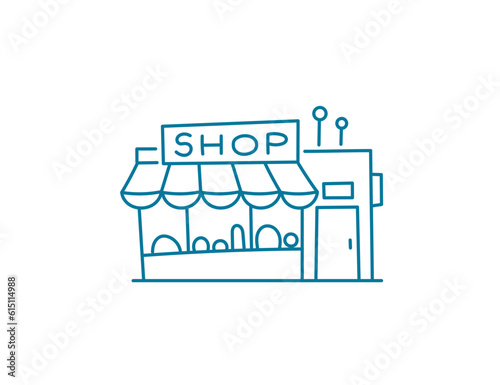 Shop icon. Store building. Editable outline. Vector line.