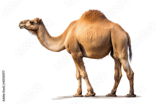 Side view of a brown big dromedary, camel, isolated (Generative AI) © Teppi