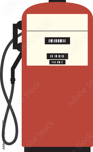Vector illustration of a red vintage gas station. Business templates. Gasoline pumps