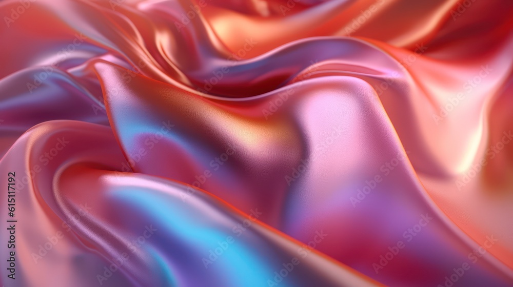 Obraz premium Closeup of rippled satin fabric in pantone, Generative AI