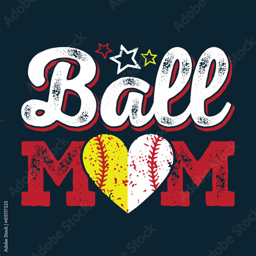 Softball Baseball Mom- Baseball Softball T-Shirt design, Vector graphics, typographic posters, or banners