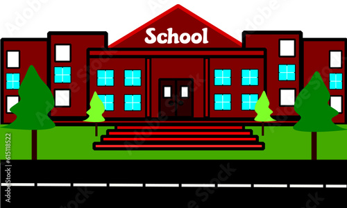 illustration of education with school building and highway flat style. suitabel for infograpich resources.