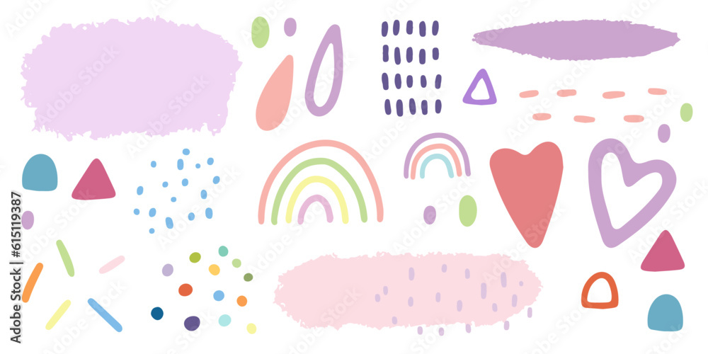 Colorful shape doodle collection. Funny basic shapes, random childish doodle cutouts hand and decorative abstract art on isolated background. Colorful shape doodle collection. Funny basic shapes, random childish doodle cutouts hand and decorative abstract art on isolated background.