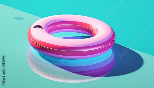 Colorful Floating Inner Tube in Pool
