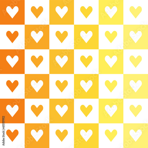 Yellow heart pattern. Heart vector pattern. Heart pattern. Seamless geometric pattern for clothing, wrapping paper, backdrop, background, gift card, decorating.