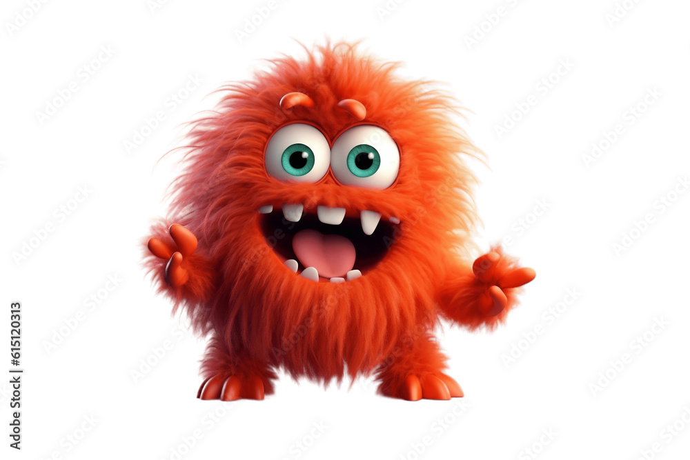 Cute Adorable Monster Fluffy Funny Illustration Transparent Background, AI