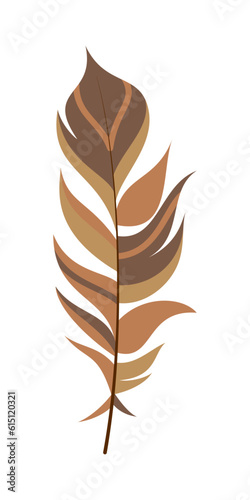 Boho Feather Flat Design Clipart.  Boho Feather design element for pattern, decoration, planner sticker, etc.