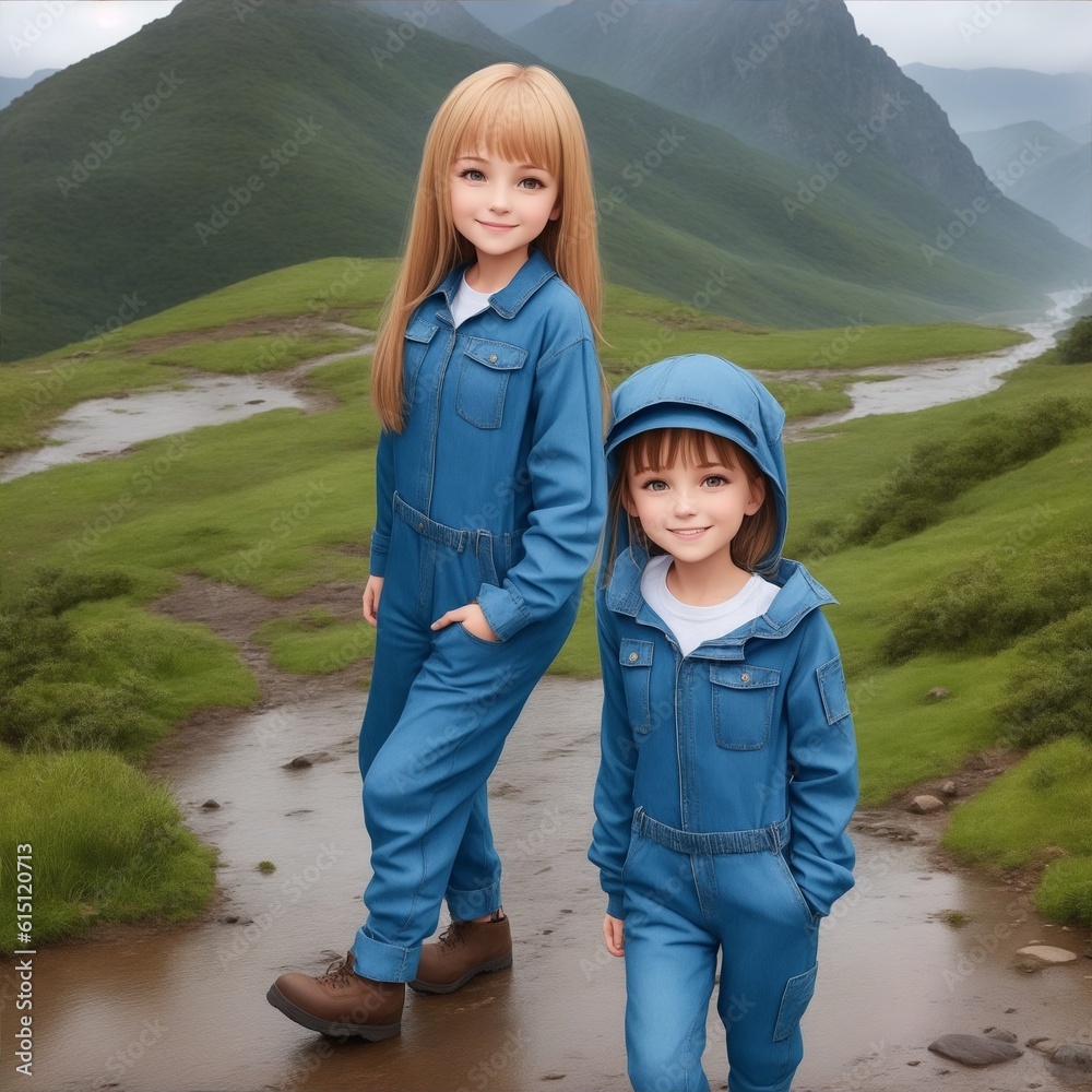 Two children with smiling faces, AI Generated Images. Two children with smiling faces, AI Generated Images.