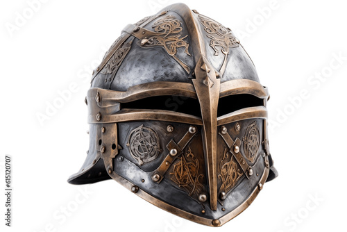 Medieval Knight Helmet Transparent Isolated Armor, AI