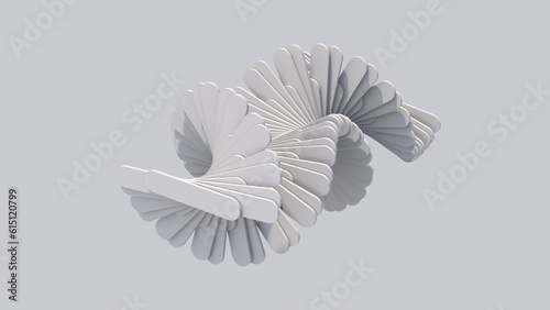 White waving shapes. White background. Abstract illustration, 3d render.