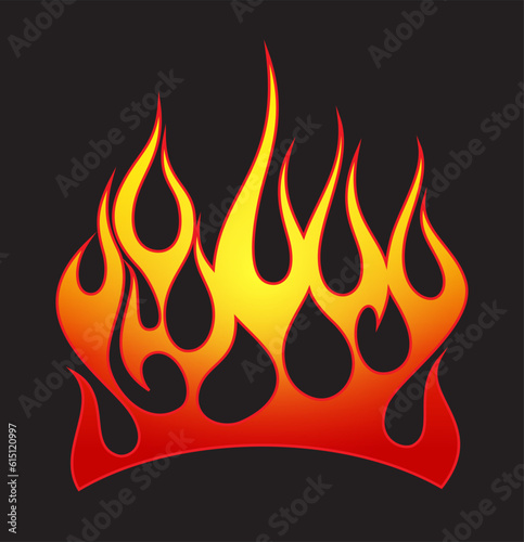 Fire flames, red and yellow gradient colored, isolated vector element