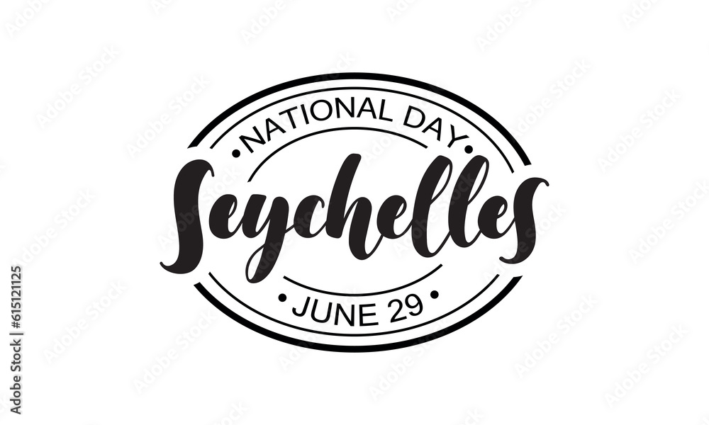 June 29 Seychelles Independence Day vector illustration. Modern brush ink calligraphy. Hand lettering typography. Postcard, logo, stamp, greeting card, banner design  isolated on white background