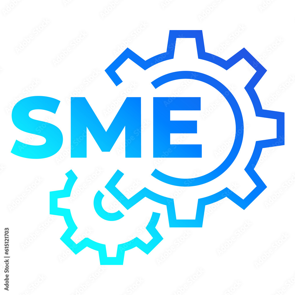 SME, small and medium enterprise icon with gears SME, small and medium enterprise icon with gears