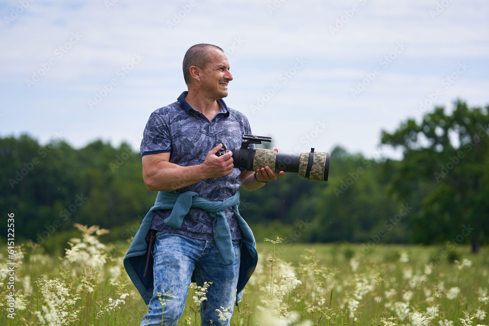 Professional nature photographer in the field