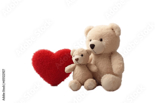 Two Cute Toy Bears with Heart Transparent Isolated Love , AI