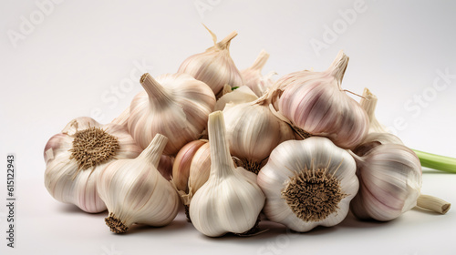 Pile of garlic on white background | Ai generated