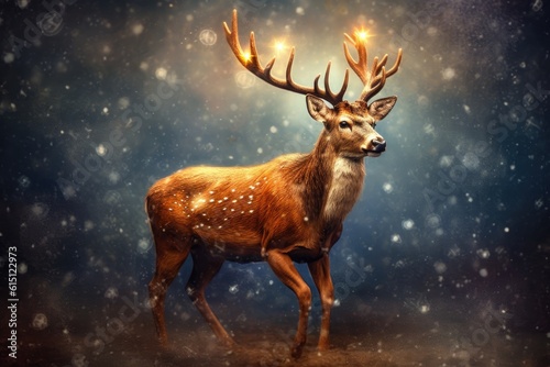  christmas deer christmas art Merry Christmas and Happy Holidays greeting card  frame  banner. New Year. Winter xmas holiday theme