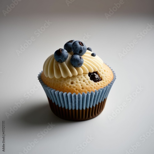 Blueberry muffin cupcake, pastry illustrations ,made with Generative AI