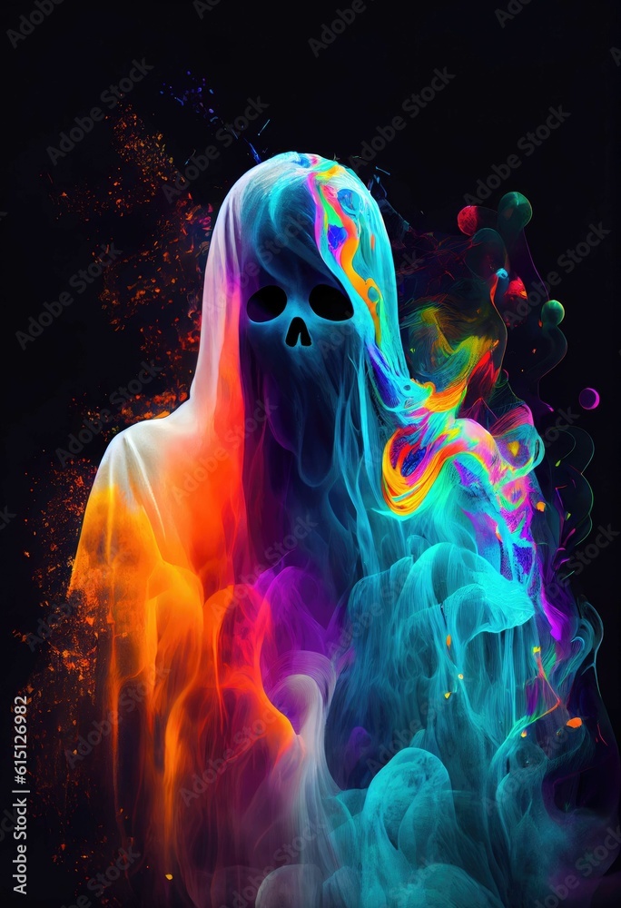 Multicolor painted ghost ,made with Generative AI Multicolor painted ghost ,made with Generative AI