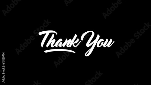Animated Thank You with White Lettering On Black Background. Suitable Business presentation video cover title or trailer. animated intro video for professional channel tittle.