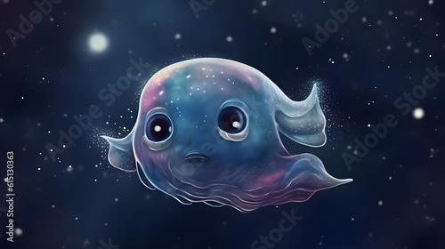Playful Cartoon Animal in the Magical Realm of Space. Generative AI