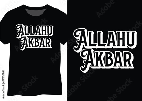 Allahu Akbar Typography Word, Muslim Motivational Quotes